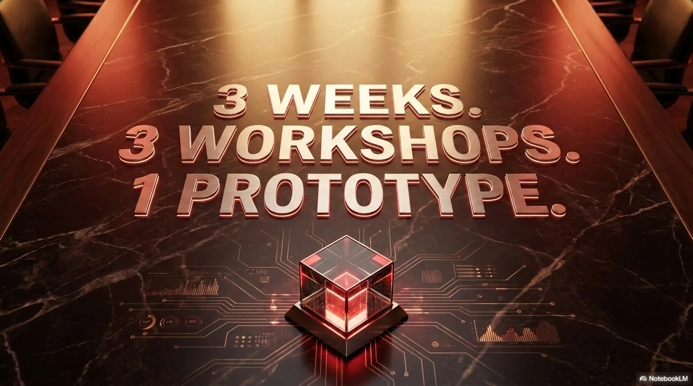 3 Weeks. 3 Workshops. 1 Working Prototype, the complete sprint sequence