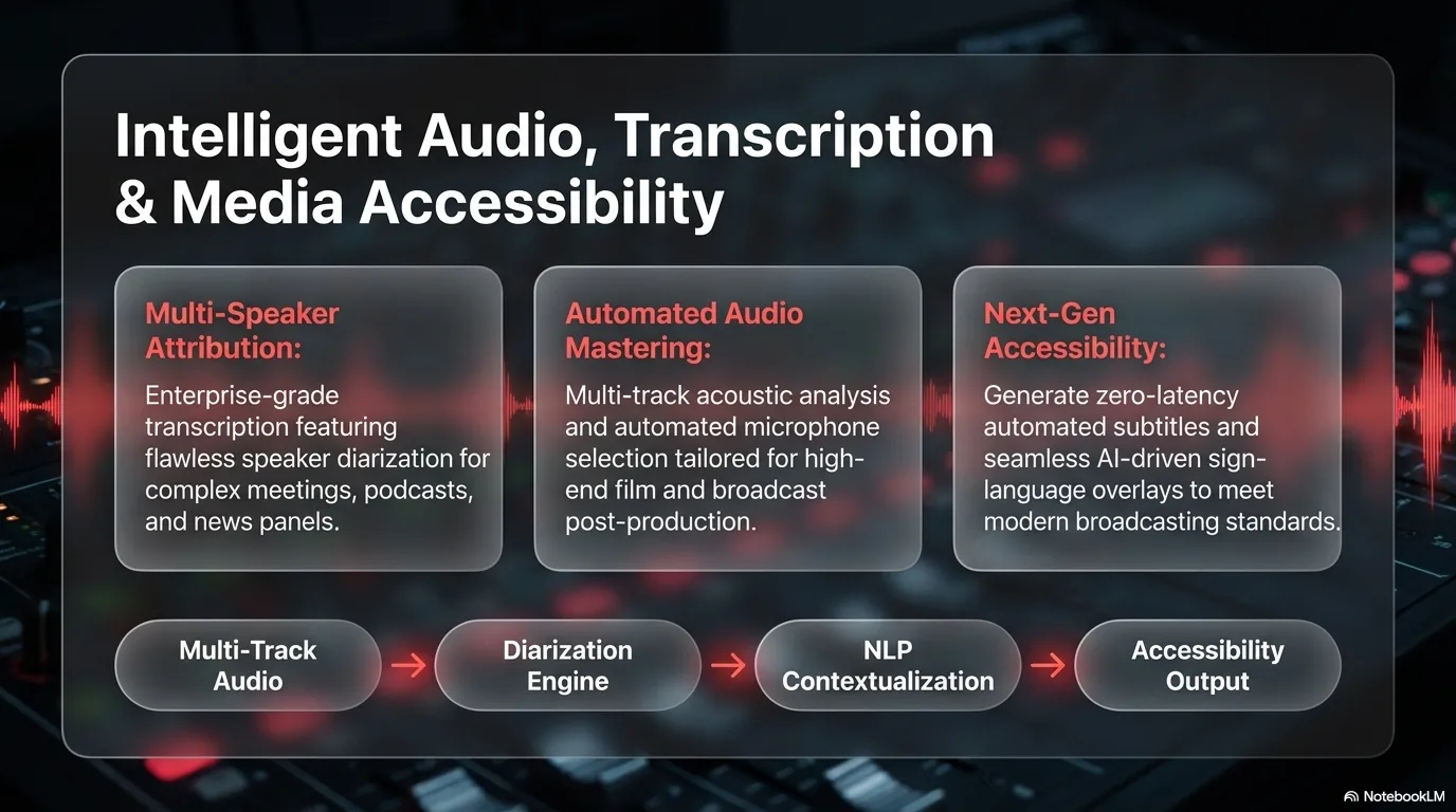 AI-powered accessibility for media — automated subtitles, audio descriptions and sign-language overlays for broadcast